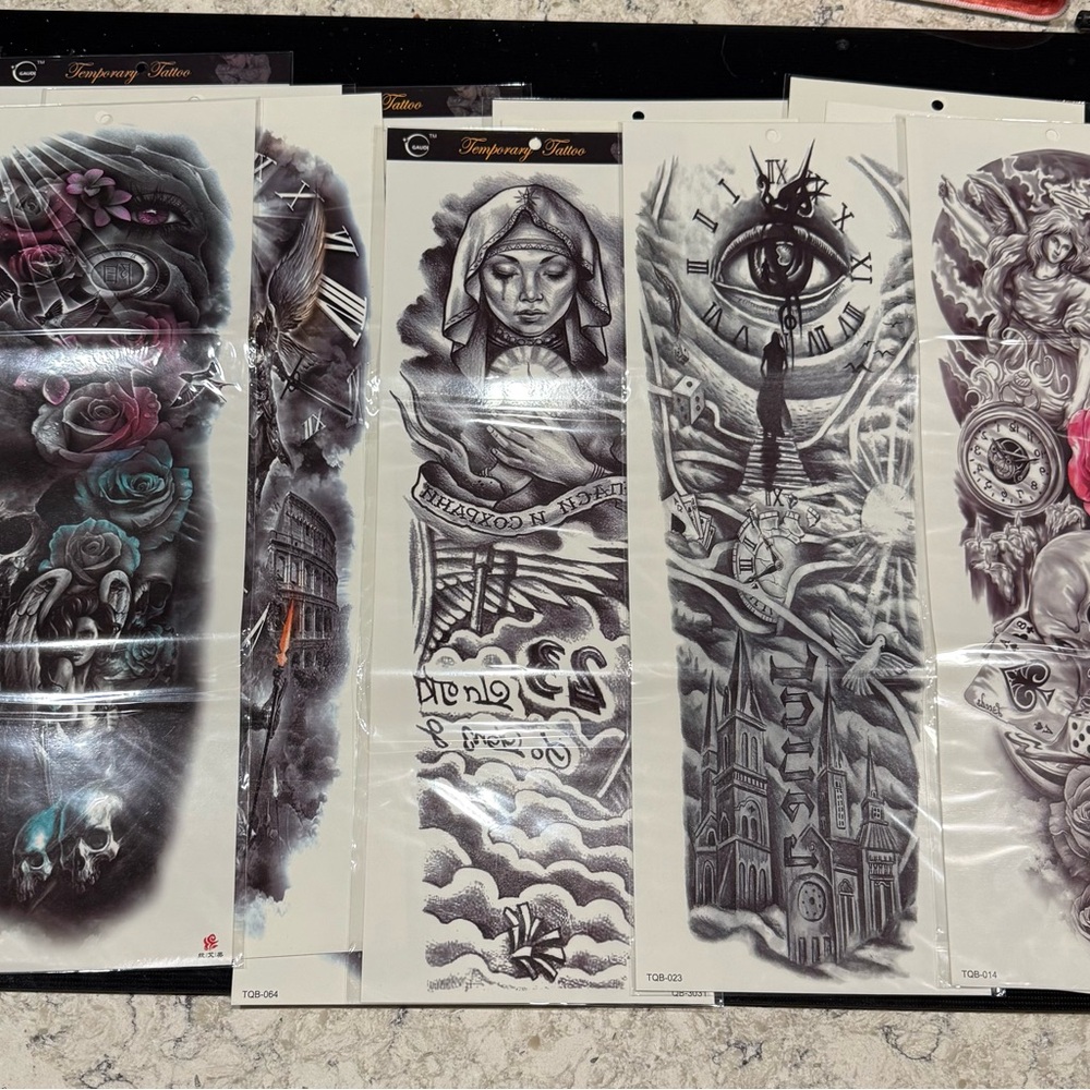 Temporary Tattoo Sleeve Set with Artistic Designs